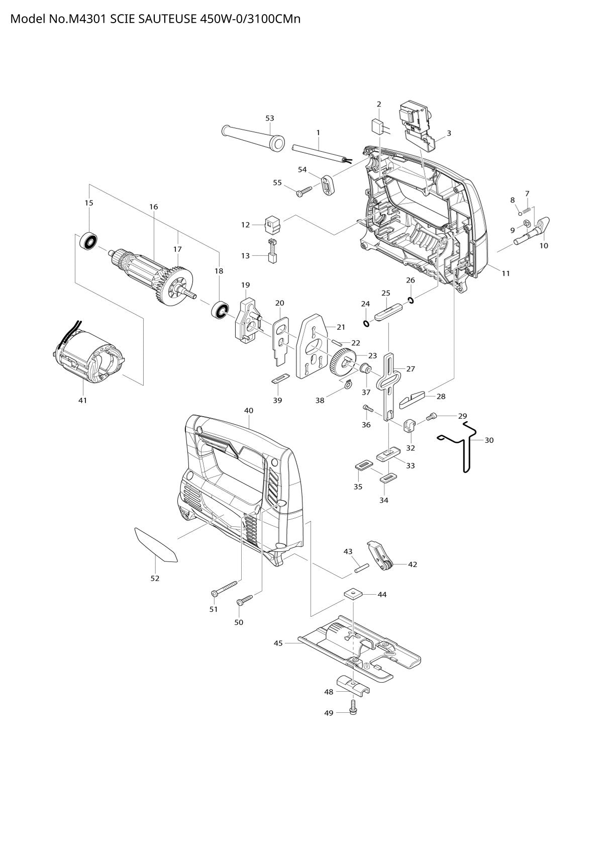 Pièces détachées scie sauteuse Makita M4301