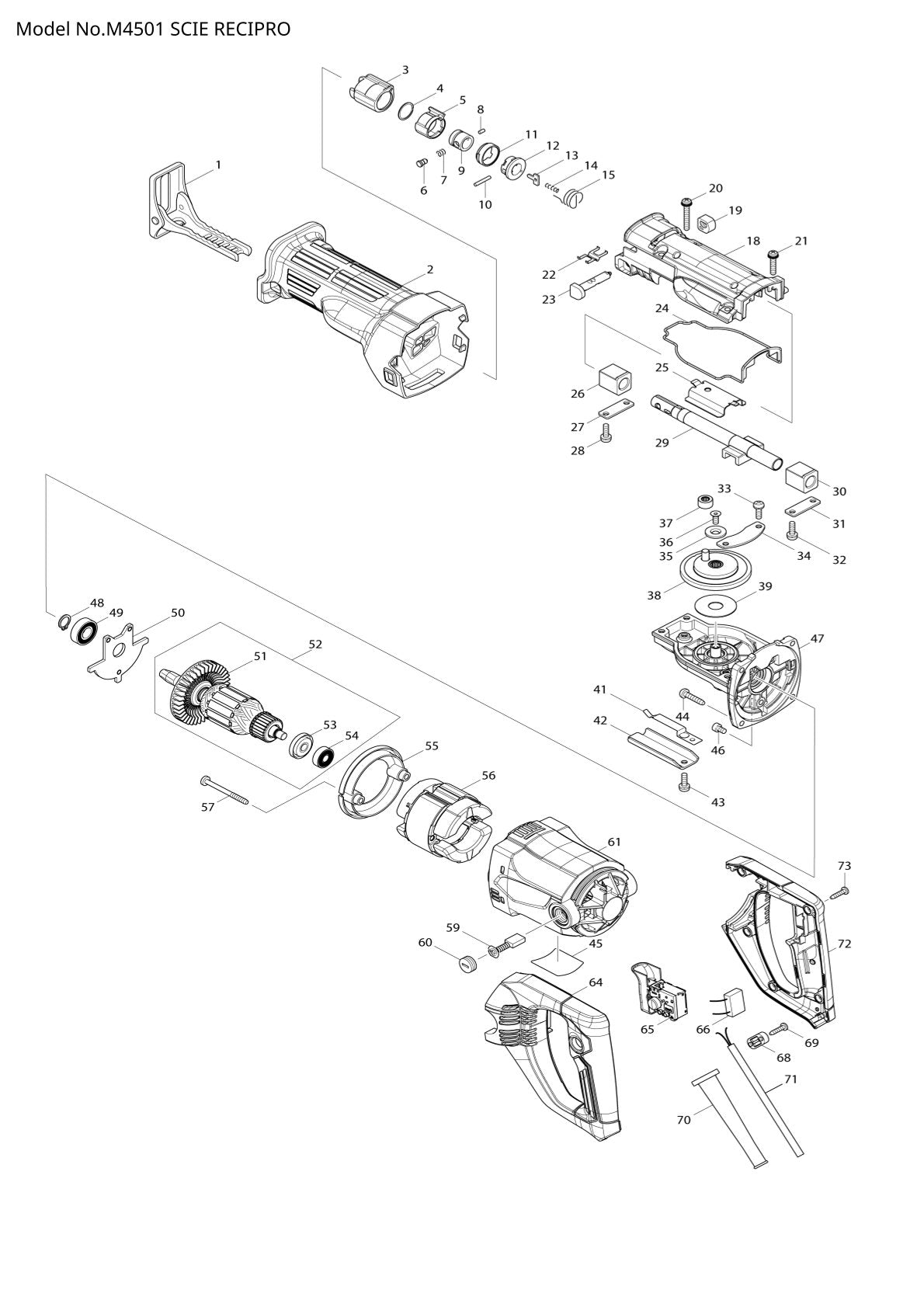 Pièces détachées scie sauteuse Makita M4501