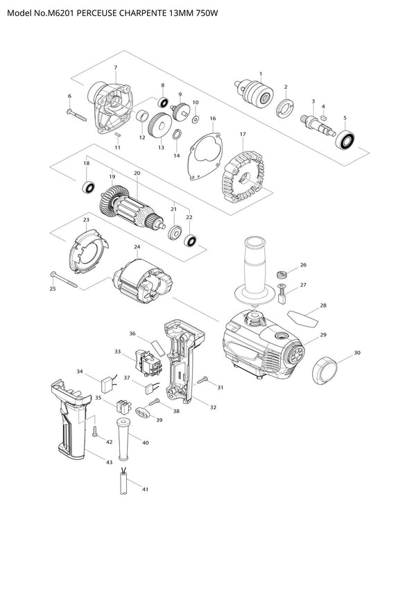 Pièces détachées perceuse-visseuse Makita M6201