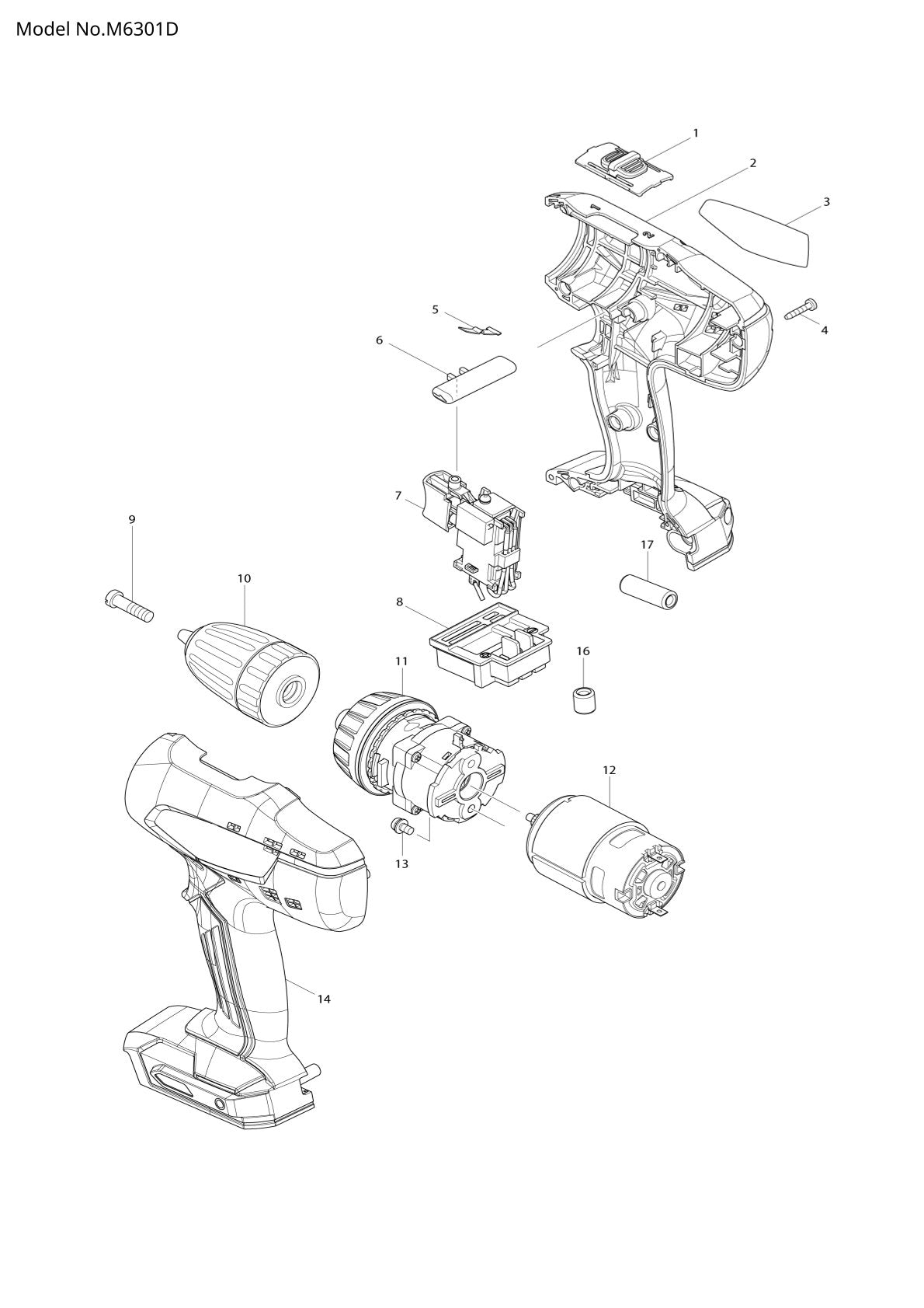 Pièces détachées perceuse-visseuse Makita M6301D