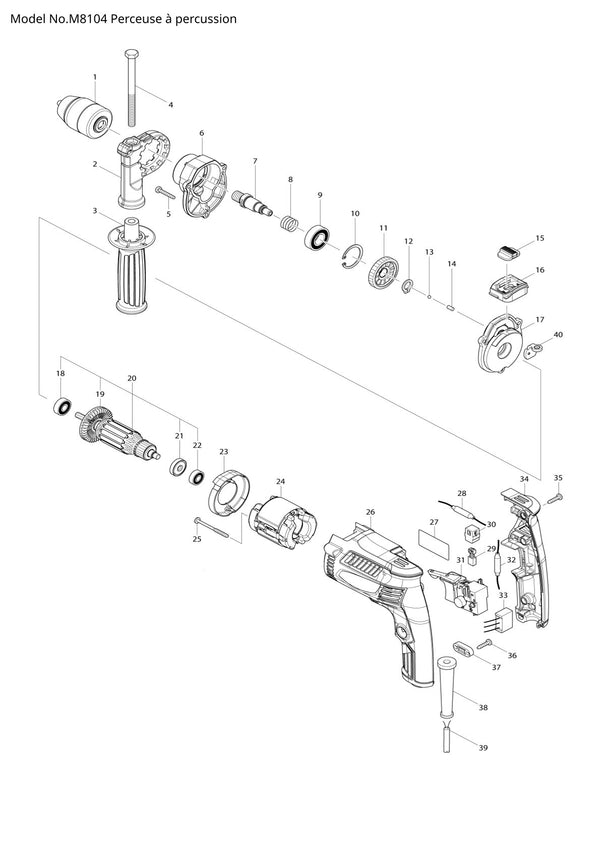Pièces détachées perceuse à percussion Makita M8104