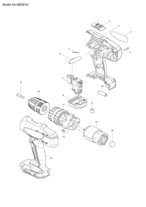 Pièces détachées perceuse à percussion Makita M8301D