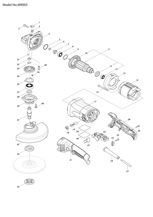 Pièces détachées meuleuse d’angle Makita M9003