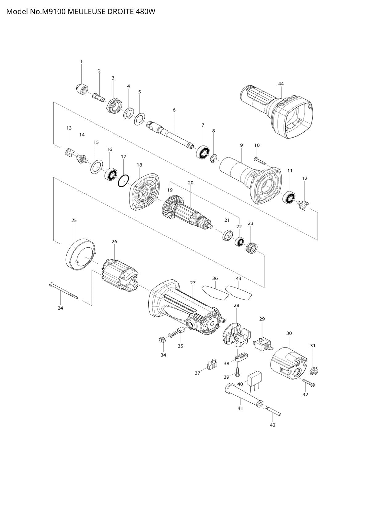 Pièces détachées meuleuse d’angle Makita M9100