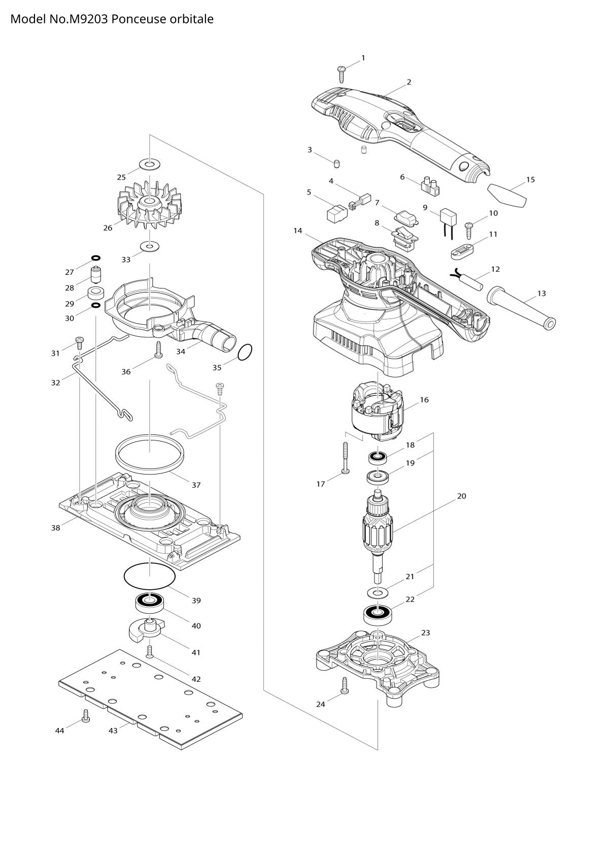 Pièces détachées meuleuse d’angle Makita M9203