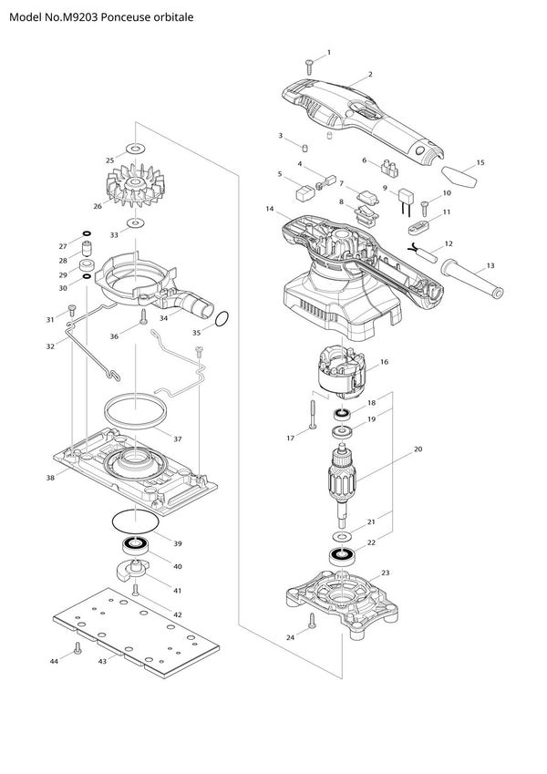 Pièces détachées meuleuse d’angle Makita M9203