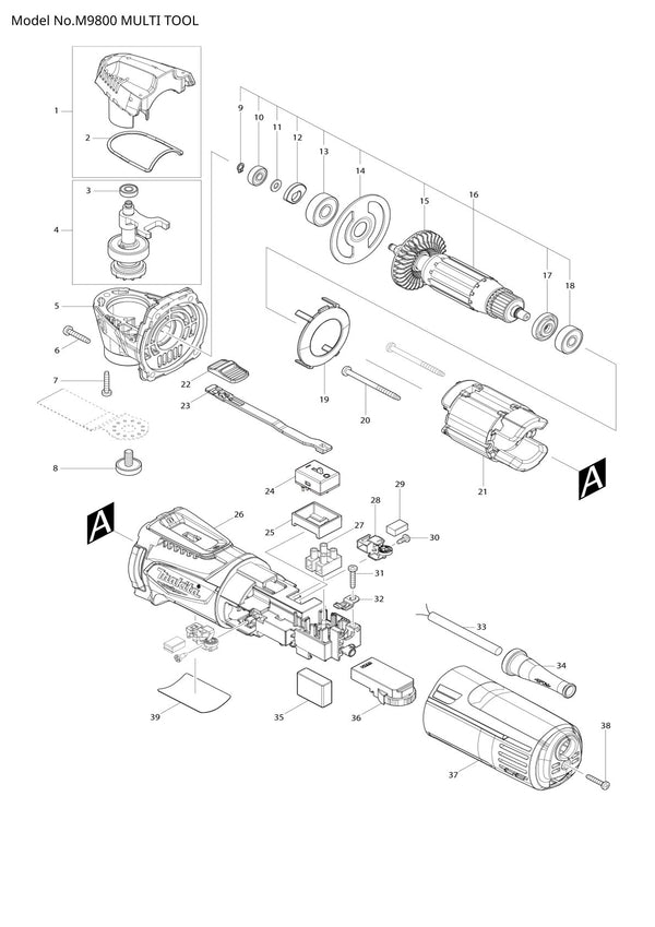 Pièces détachées meuleuse d’angle Makita M9800