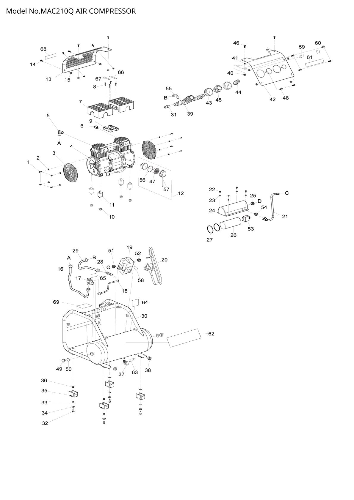 Pièces détachées compresseur Makita MAC210Q