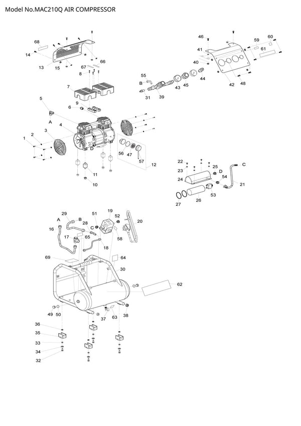 Pièces détachées compresseur Makita MAC210Q