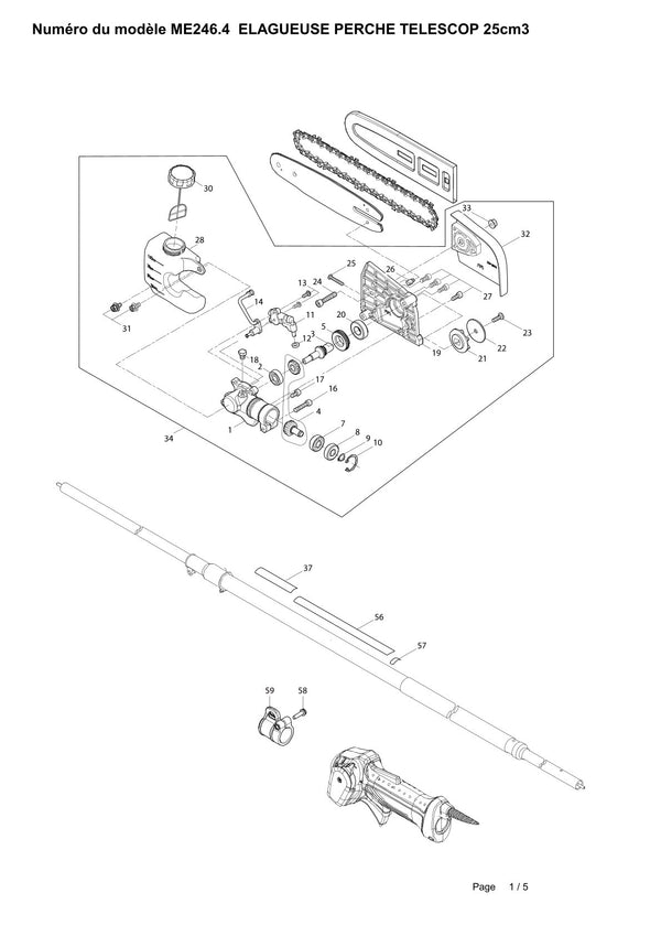 Pièces détachées débroussailleuse thermique Makita ME2464
