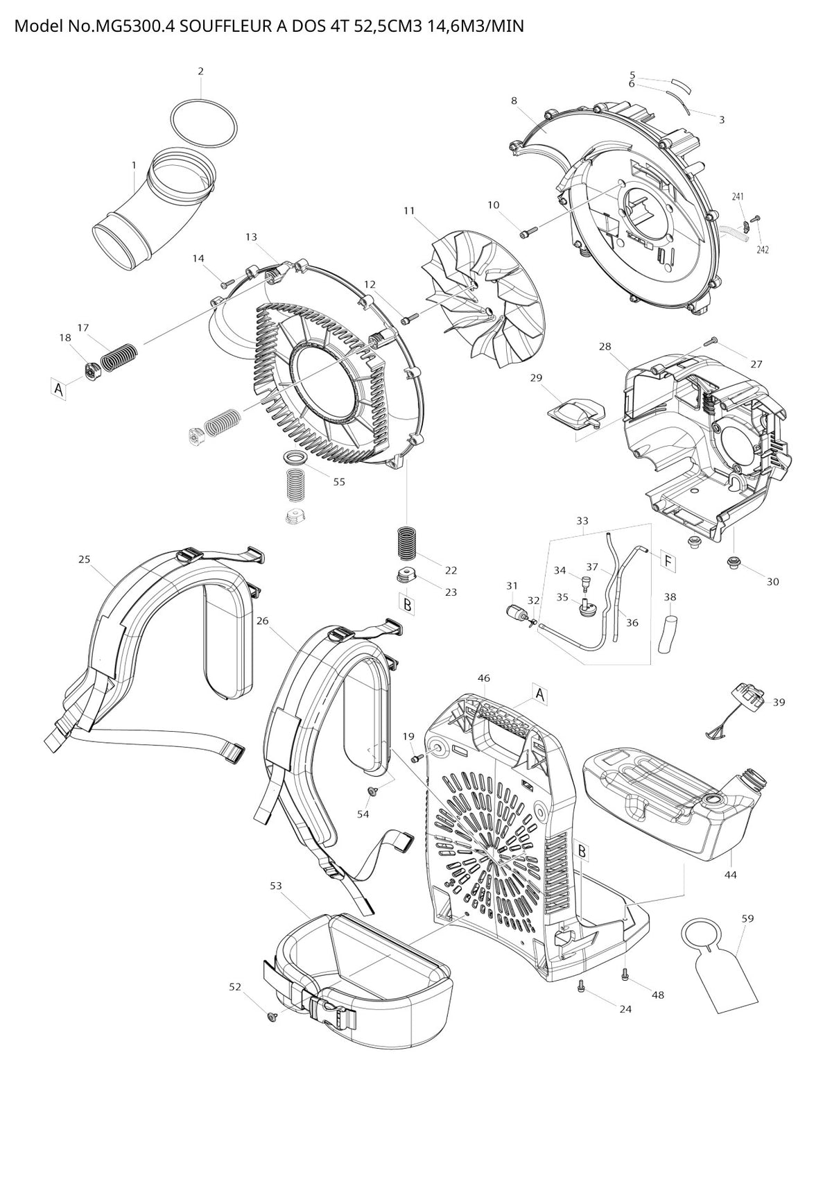 Vue éclatée Makita MG5300.4 - page 3