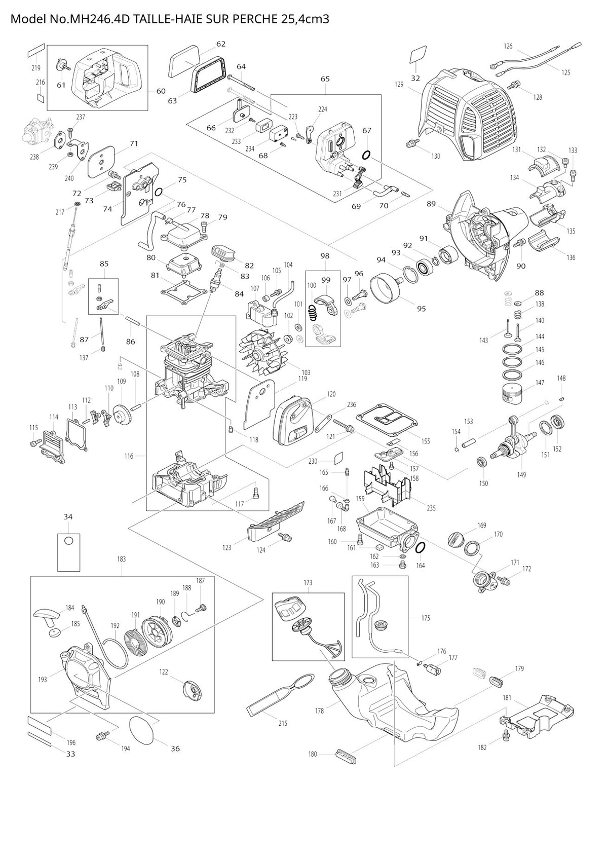 Vue éclatée Makita MH246.4D - page 3