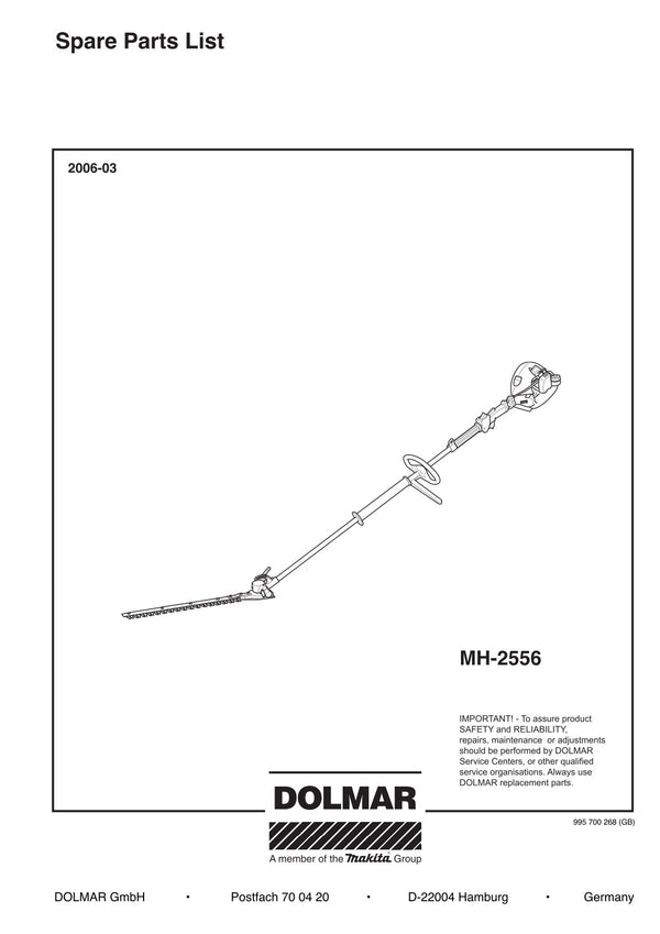 Pièces détachées débroussailleuse thermique Makita MH2556