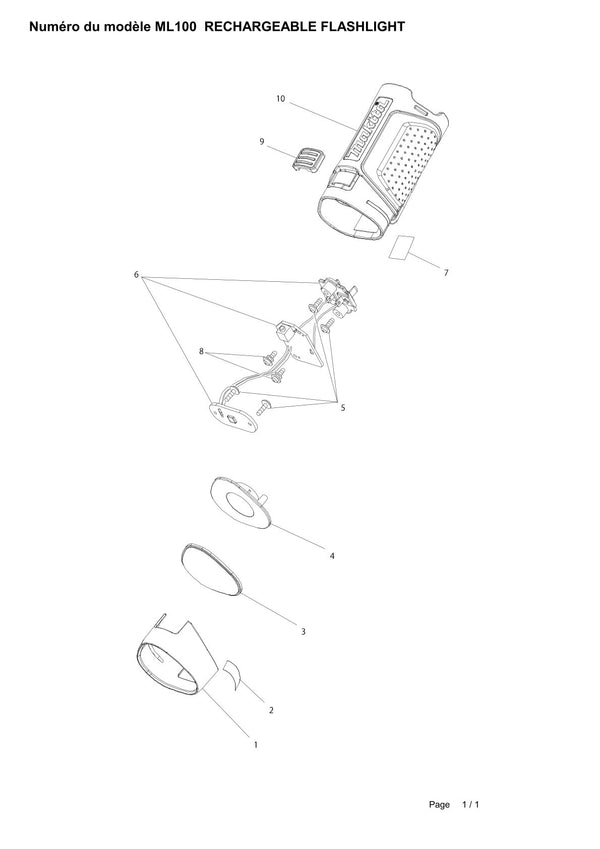 Pièces détachées lampe de chantier Makita ML100