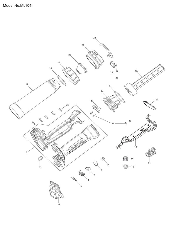 Pièces détachées lampe de chantier Makita ML104