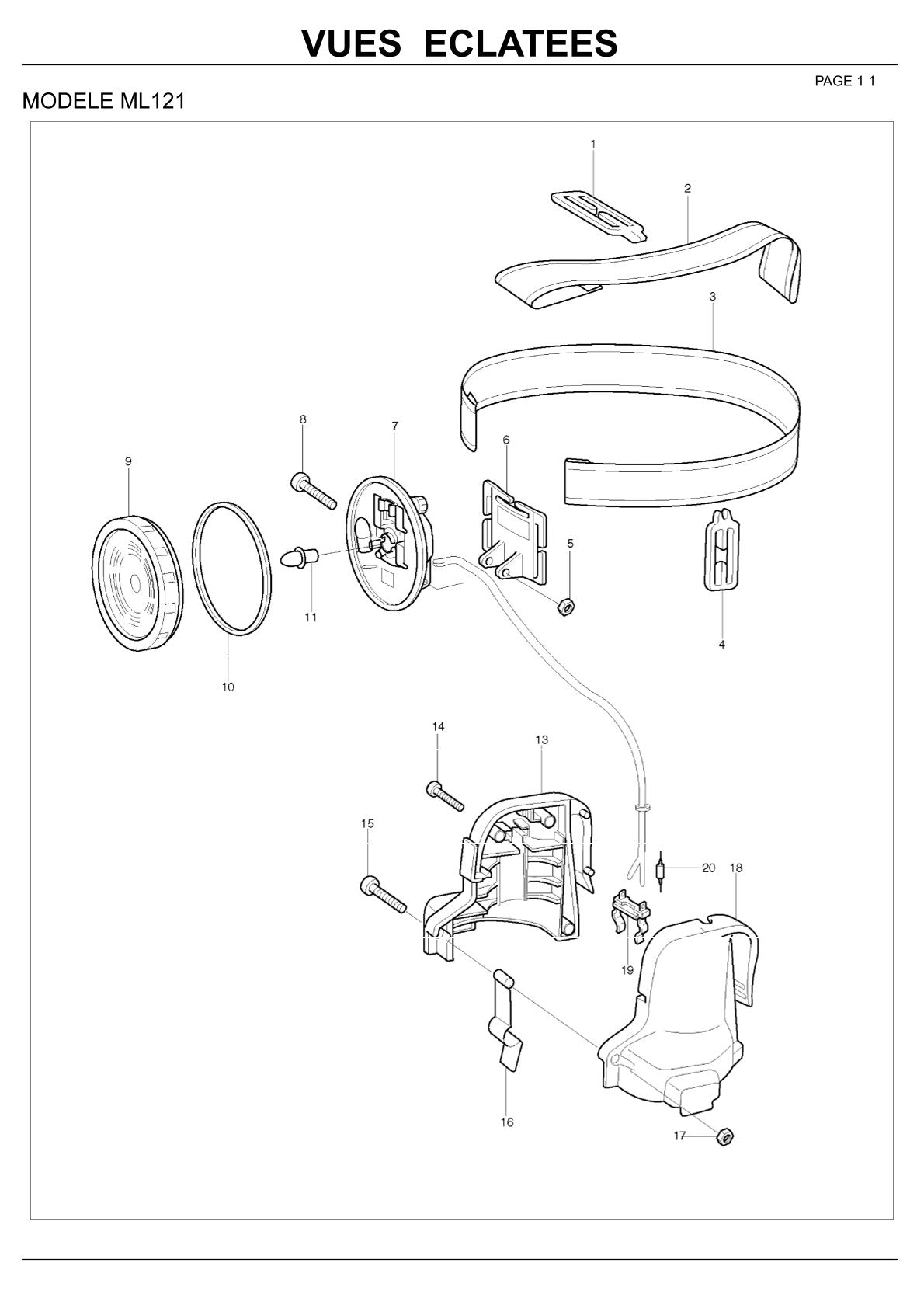 Pièces détachées lampe de chantier Makita ML121