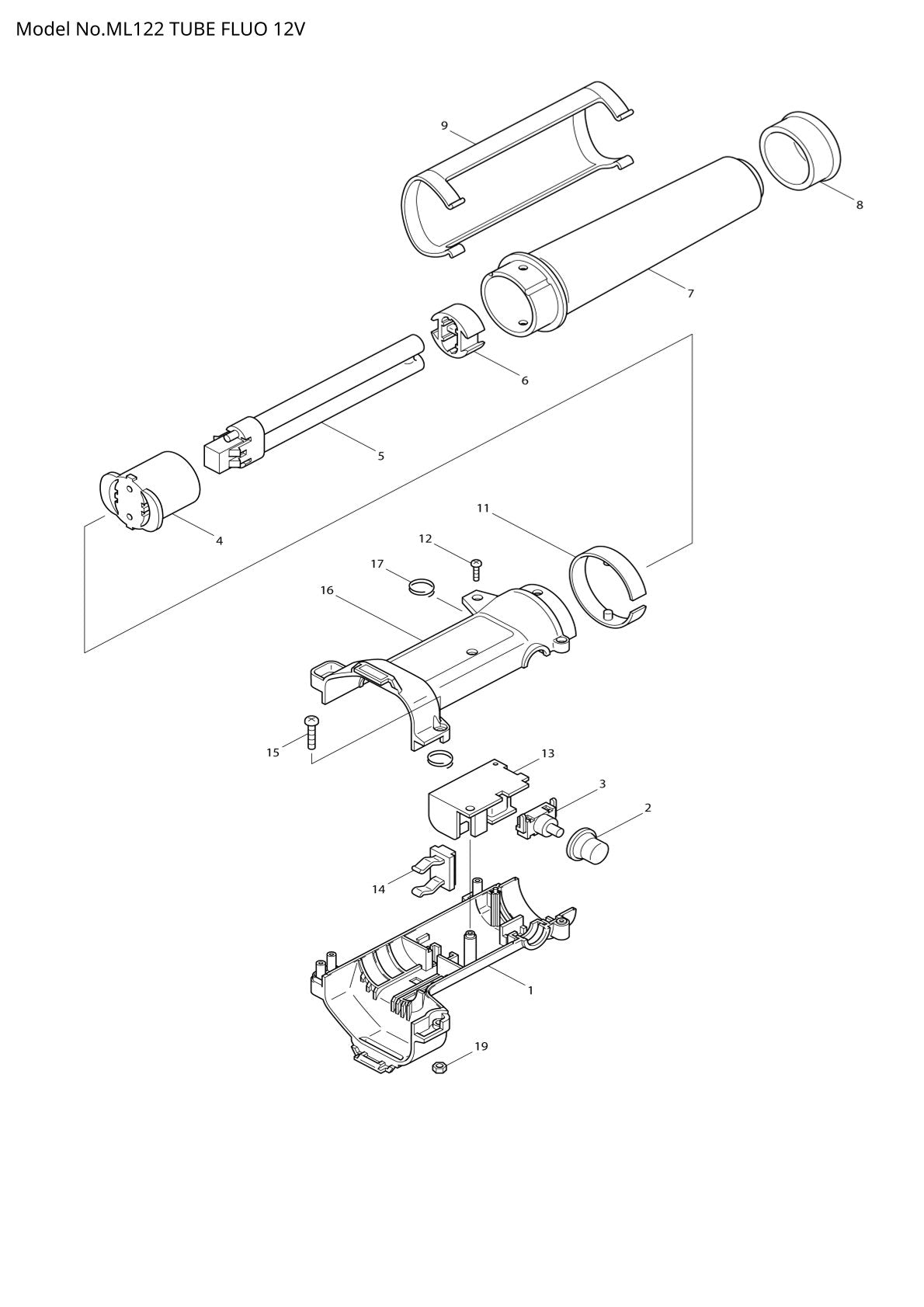 Pièces détachées lampe de chantier Makita ML122