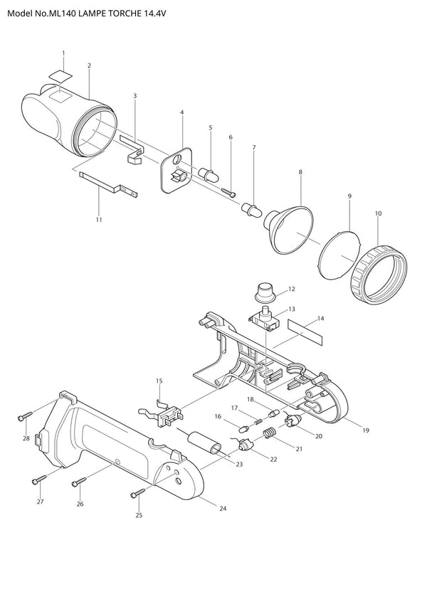 Pièces détachées lampe de chantier Makita ML140