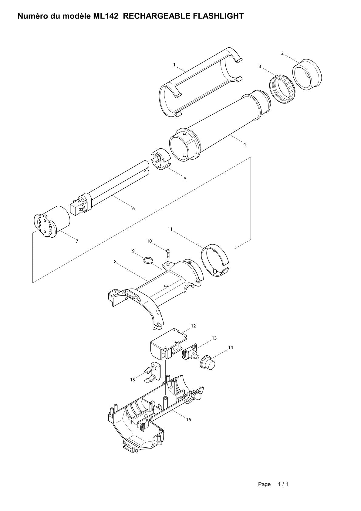 Pièces détachées lampe de chantier Makita ML142