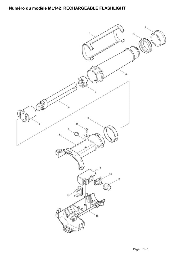 Pièces détachées lampe de chantier Makita ML142