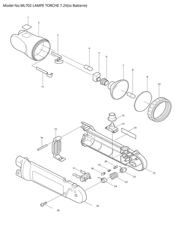 Pièces détachées lampe de chantier Makita ML702