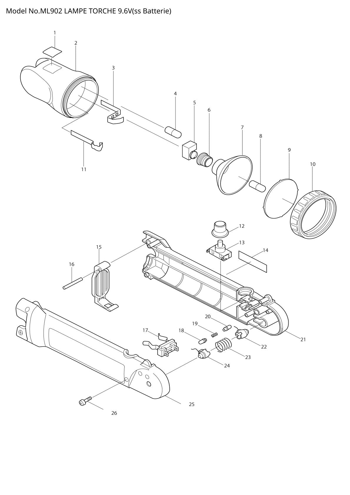Pièces détachées lampe de chantier Makita ML902