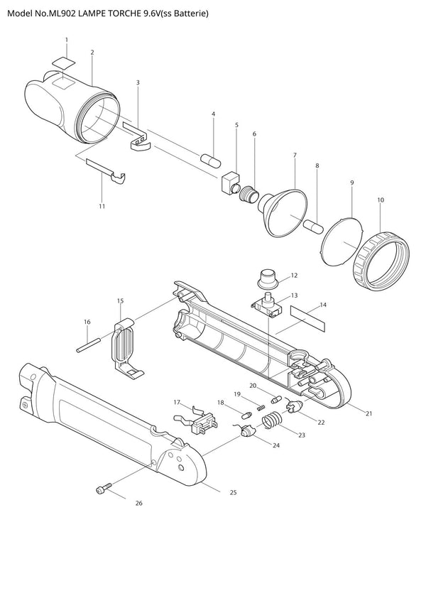 Pièces détachées lampe de chantier Makita ML902