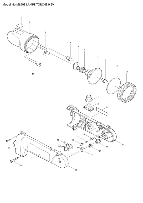 Pièces détachées lampe de chantier Makita ML903