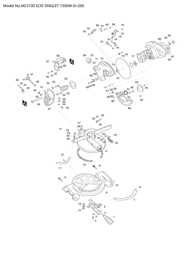 Pièces détachées scie / tronçonneuse Makita MLS100