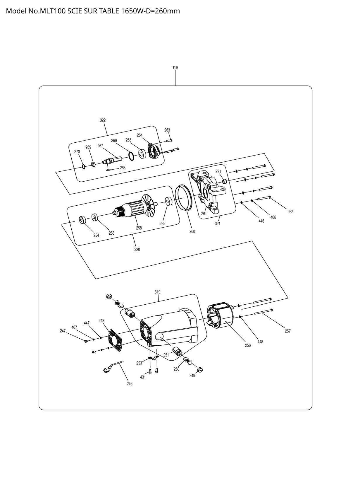 Pièces détachées scie / tronçonneuse Makita MLT100