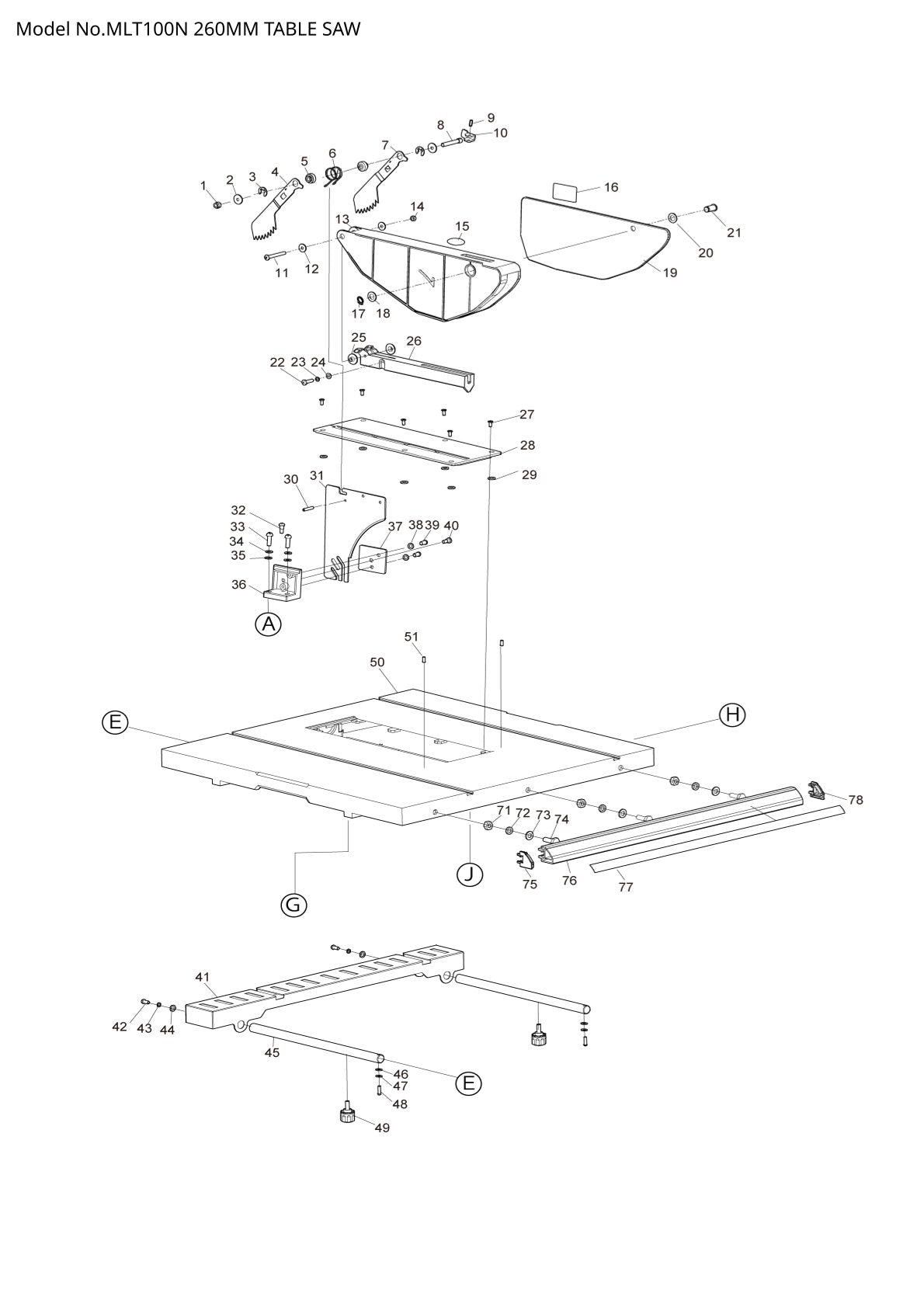 Pièces détachées scie / tronçonneuse Makita MLT100N