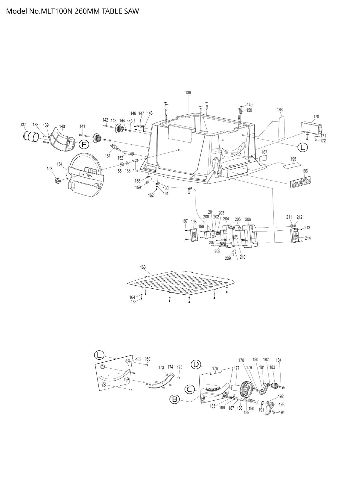 Pièces détachées scie / tronçonneuse Makita MLT100N
