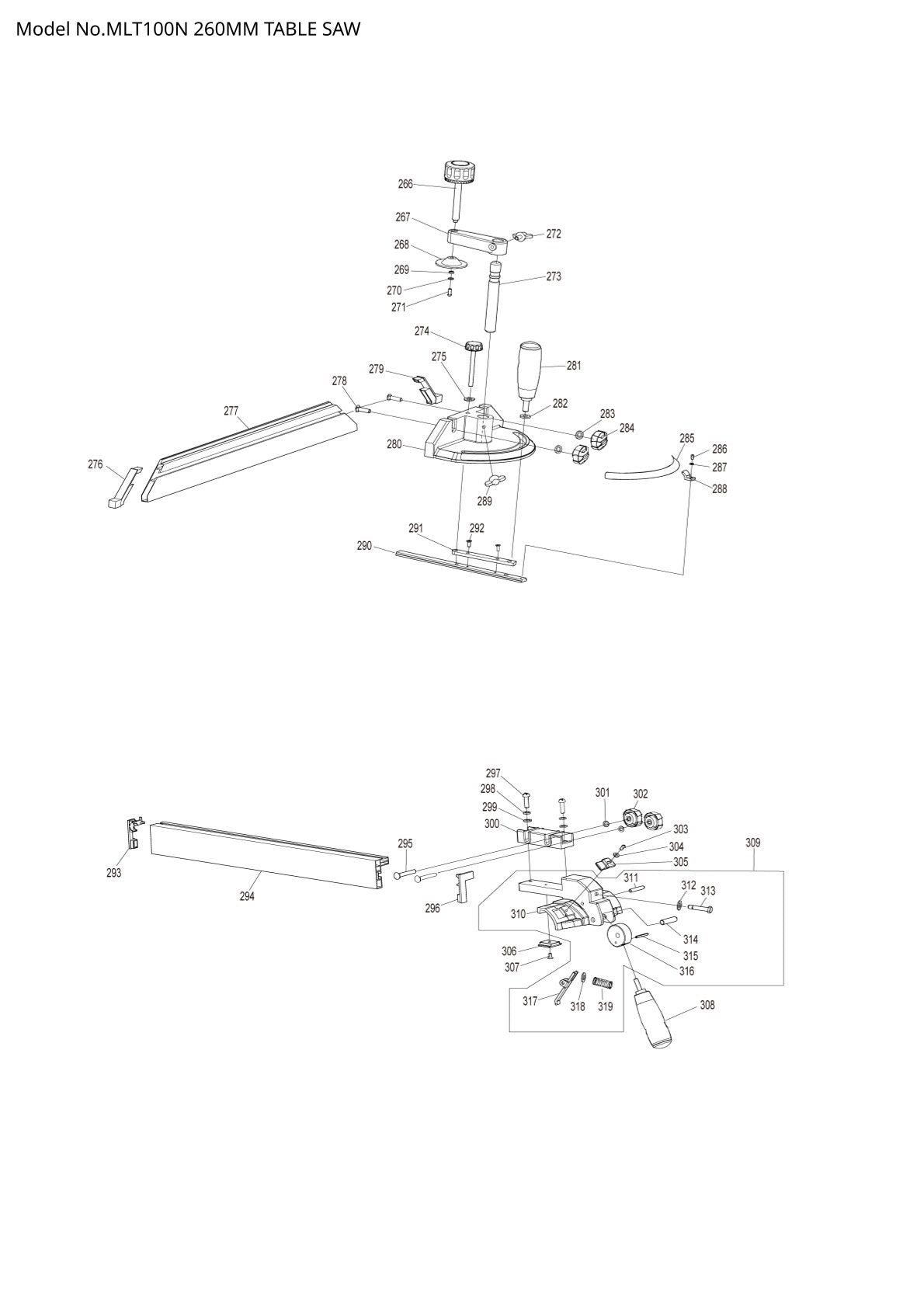 Pièces détachées scie / tronçonneuse Makita MLT100N