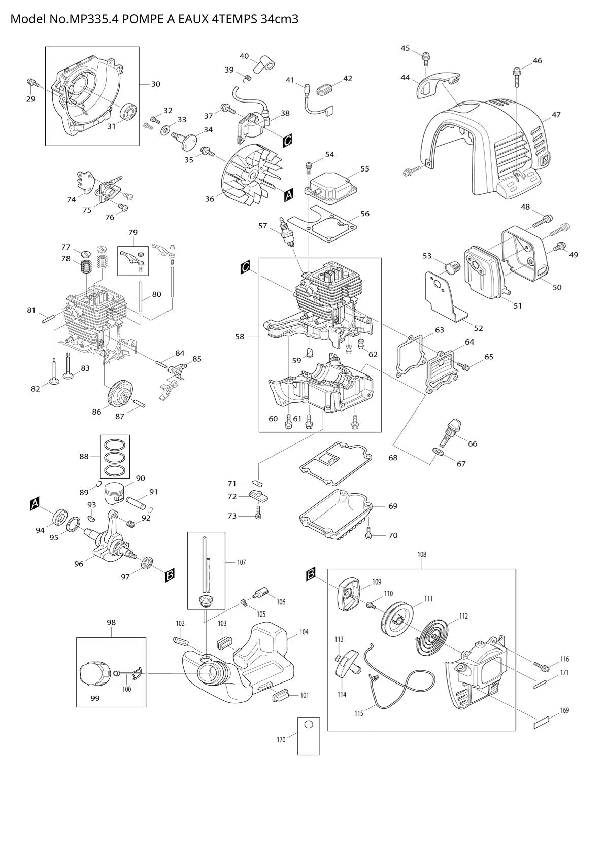 Pièces détachées débroussailleuse thermique Makita MP3354