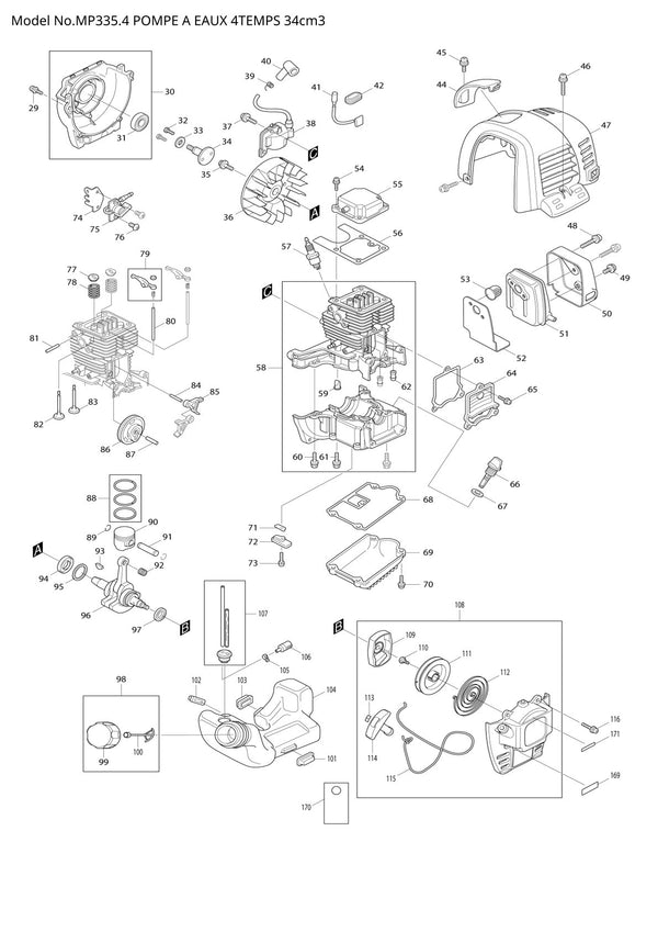 Pièces détachées débroussailleuse thermique Makita MP3354
