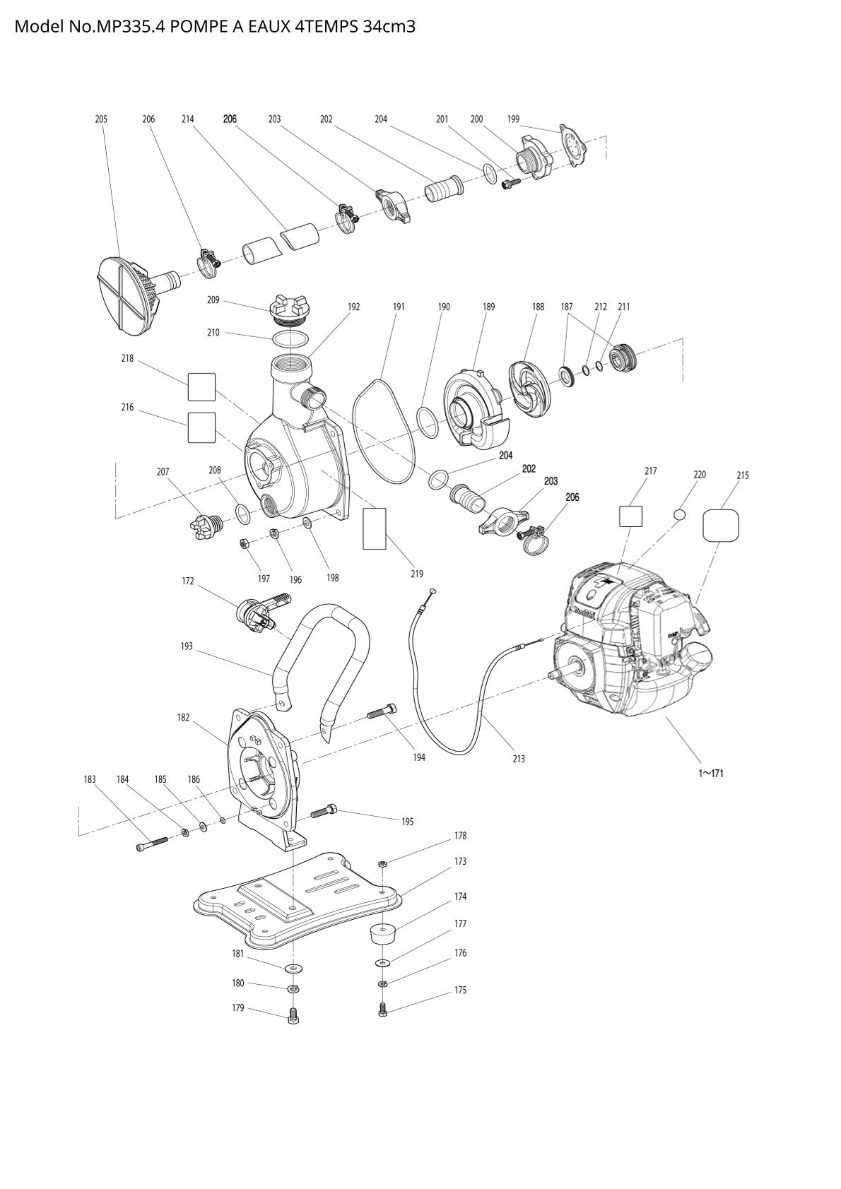 Pièces détachées débroussailleuse thermique Makita MP3354