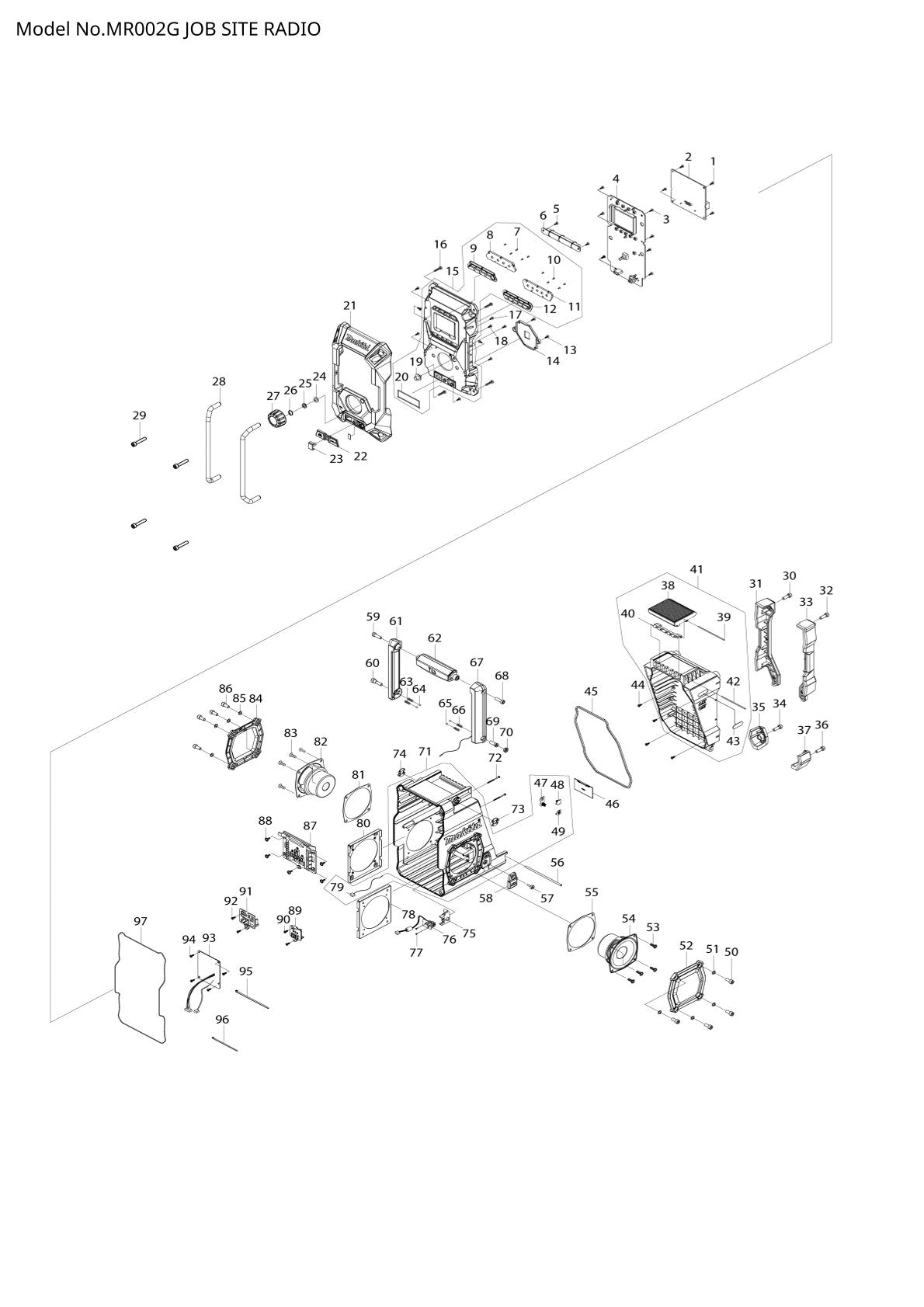 Pièces détachées radio de chantier sans fil Makita MR002G