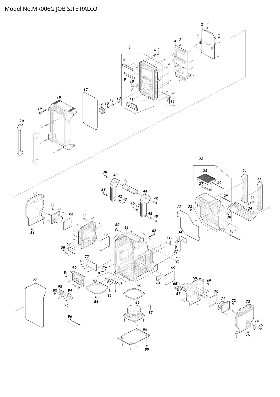 Pièces détachées radio de chantier sans fil Makita MR006G