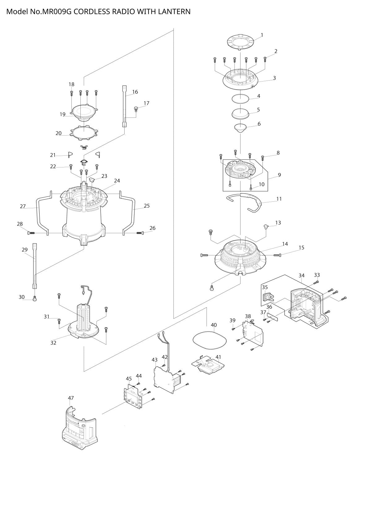 Pièces détachées radio de chantier sans fil Makita MR009G