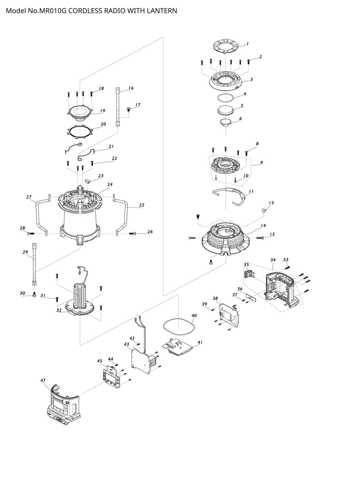 Pièces détachées radio de chantier sans fil Makita MR010G