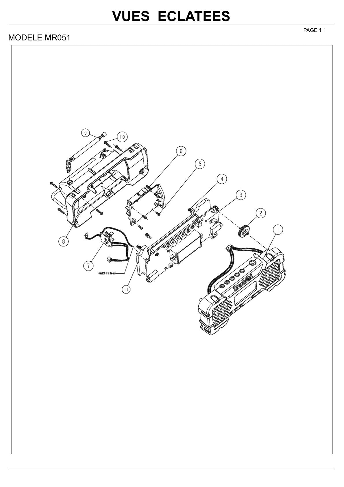 Pièces détachées radio de chantier Makita MR051
