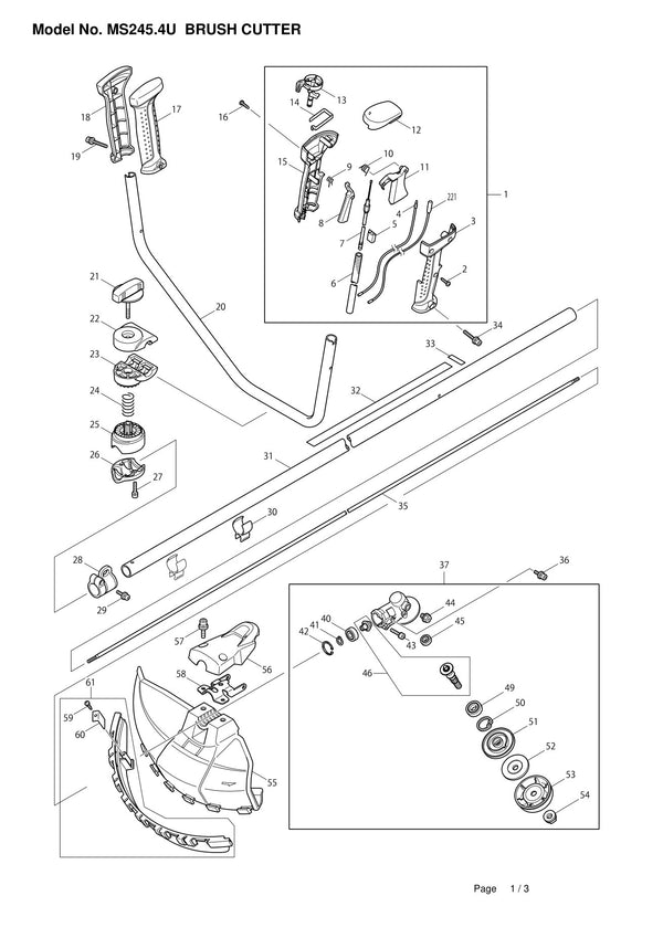 Vue éclatée Makita MS-245.4U - page 1