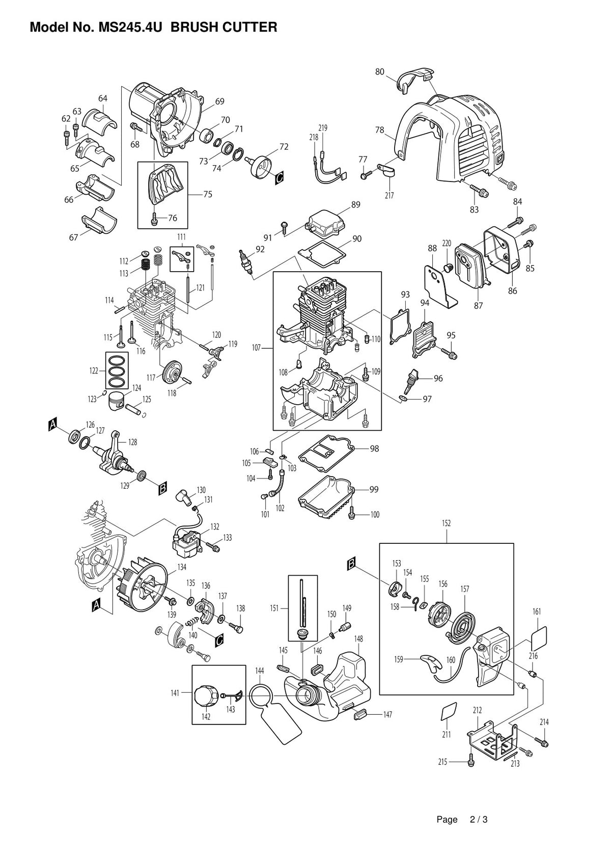 Vue éclatée Makita MS-245.4U - page 2