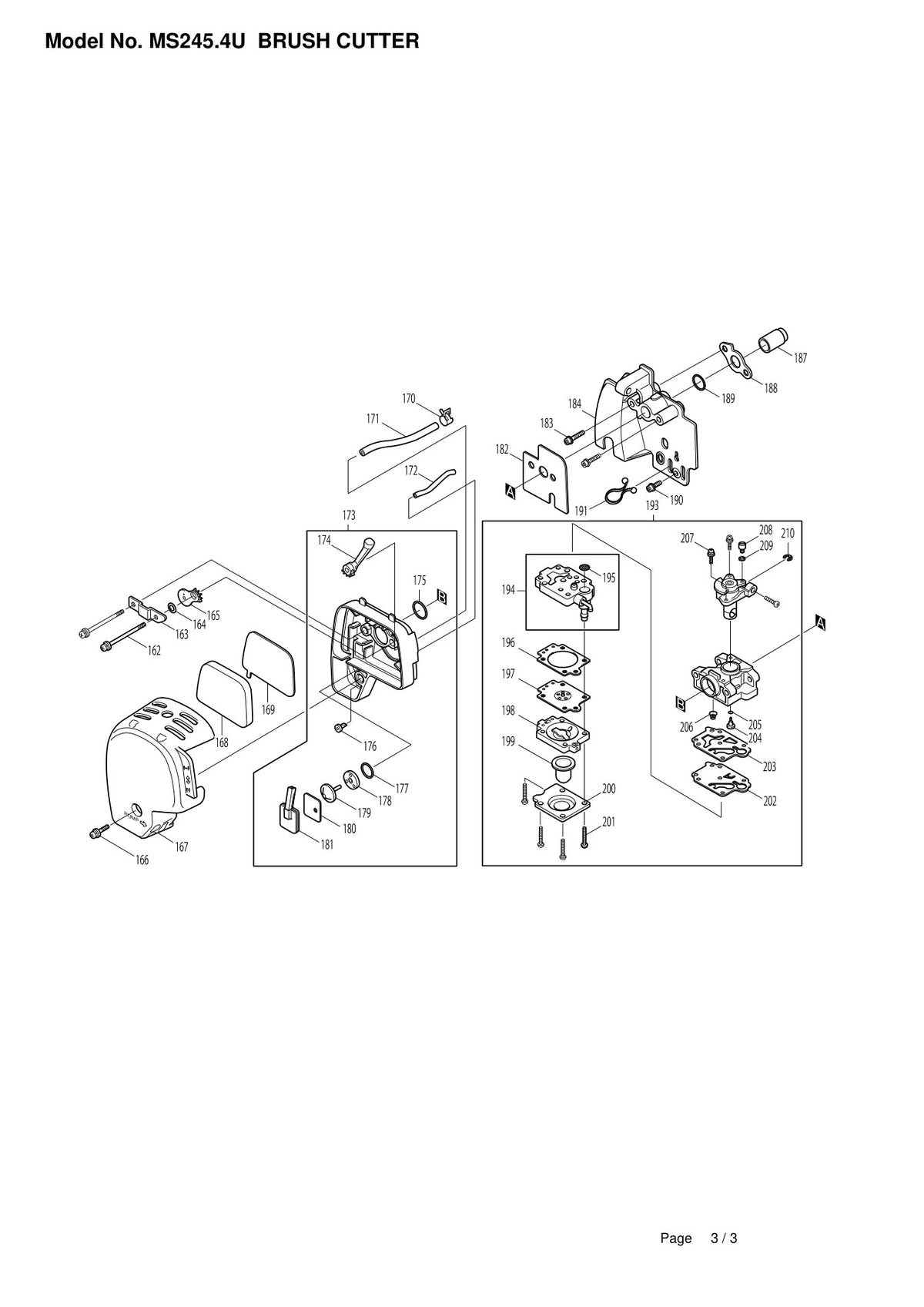 Vue éclatée Makita MS-245.4U - page 3