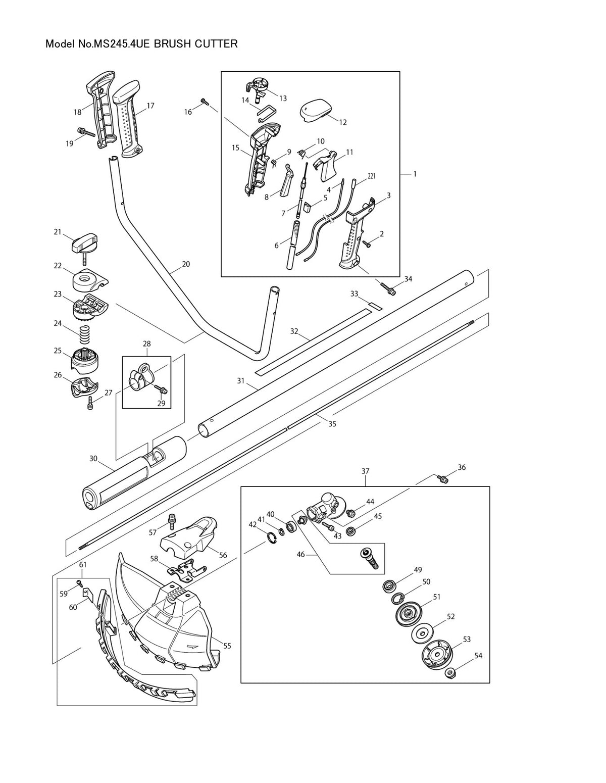 Vue éclatée Makita MS-245.4UE - page 1