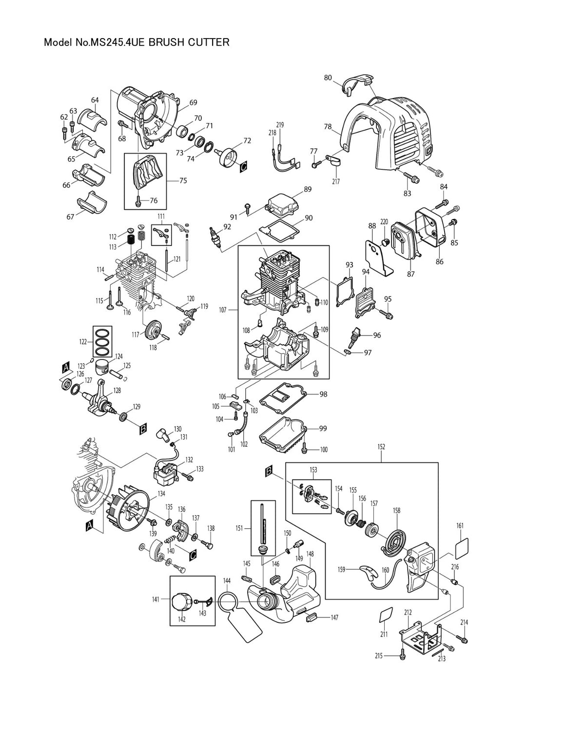 Vue éclatée Makita MS-245.4UE - page 2