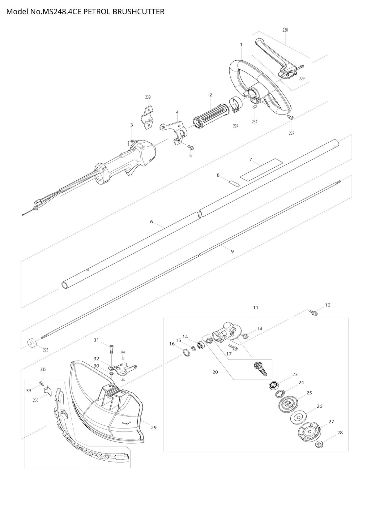 Vue éclatée Makita MS-248.4CE - page 1