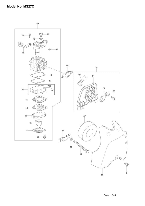 Pièces détachées débroussailleuse thermique Makita MS-27C