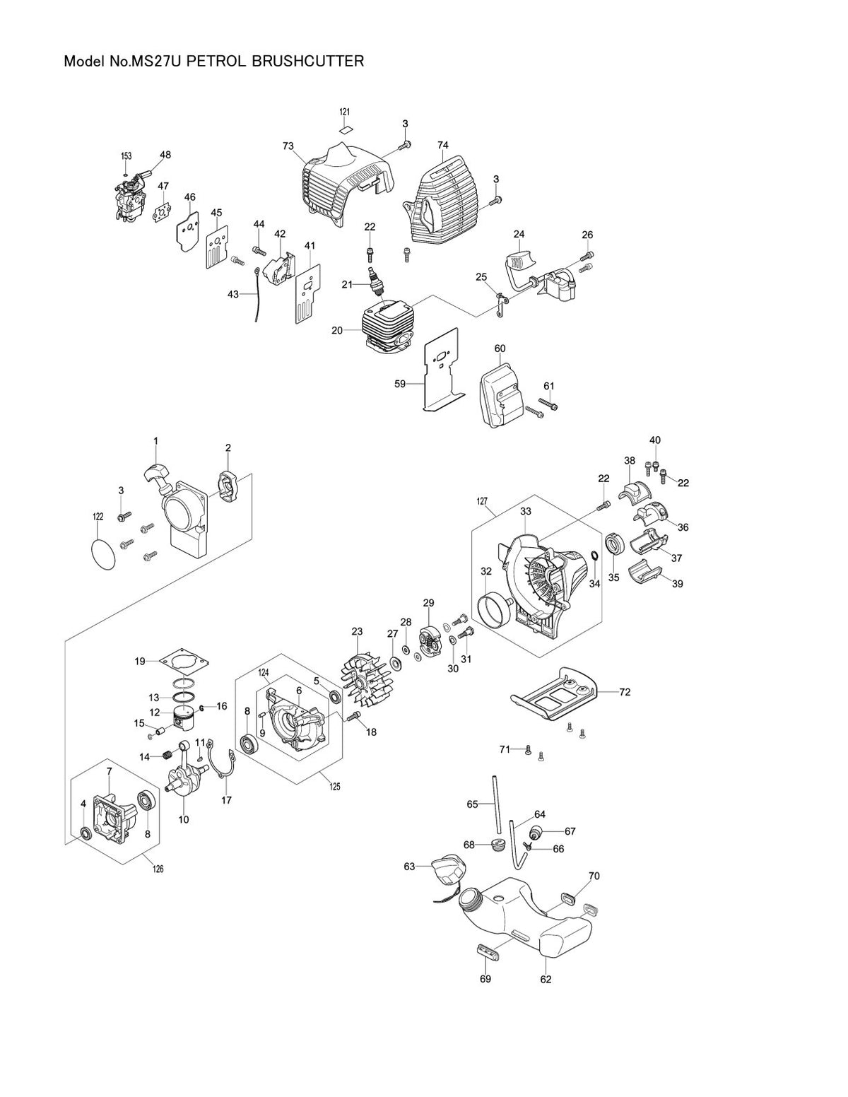 Pièces détachées débroussailleuse thermique Makita MS-27U