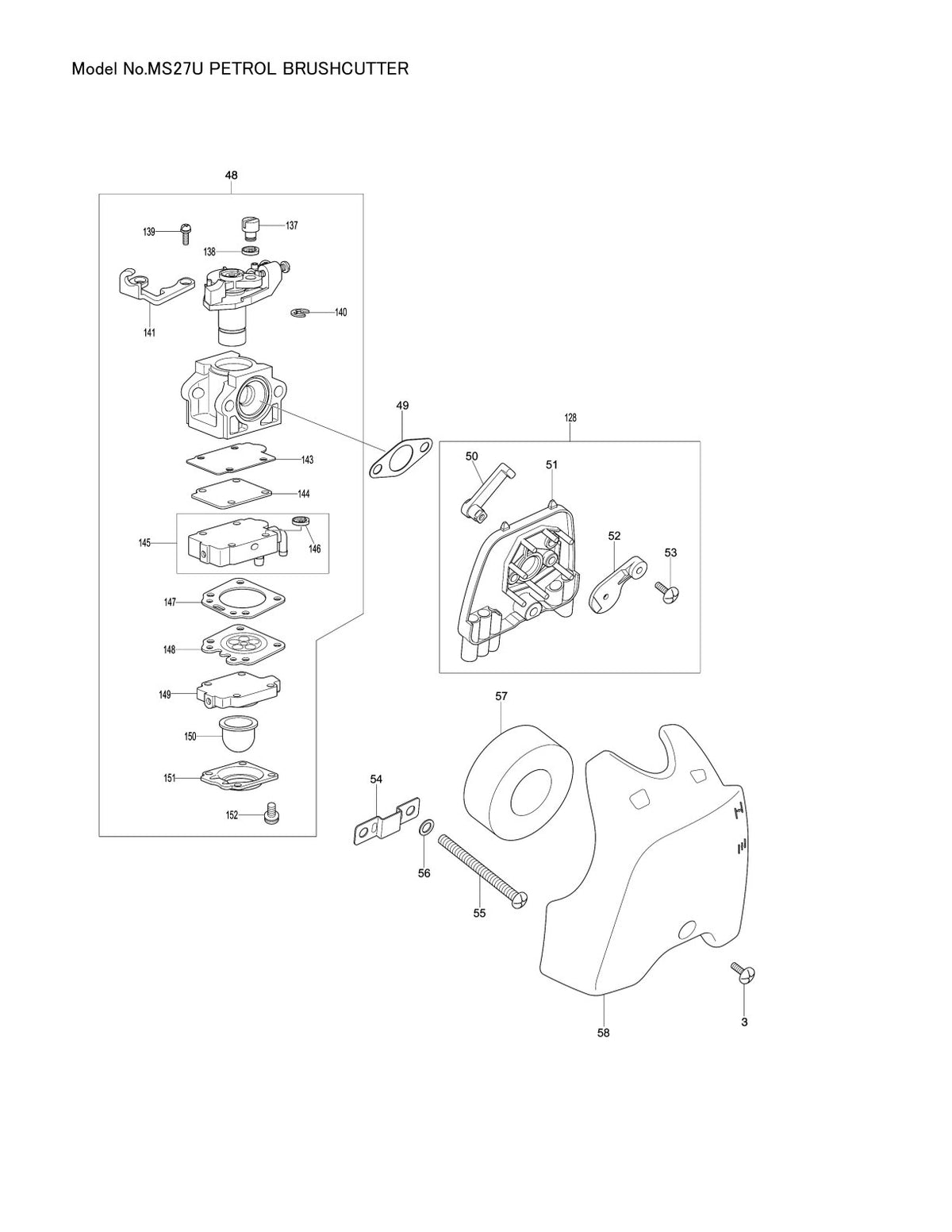 Pièces détachées débroussailleuse thermique Makita MS-27U